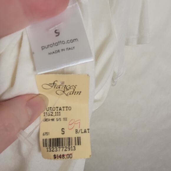 New Purotatto Cream micromodal t-shirt size small Italian Designer Luxe Minimal - Picture 4 of 9